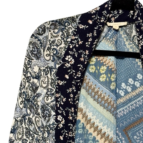Oddy Mixed Print Longline Open Front Floral Boho Patchwork Kimono Cardigan - Picture 3 of 9
